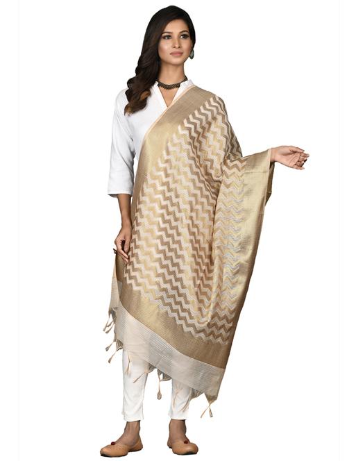beige chanderi dupatta - 18421168 - Standard Image - 0