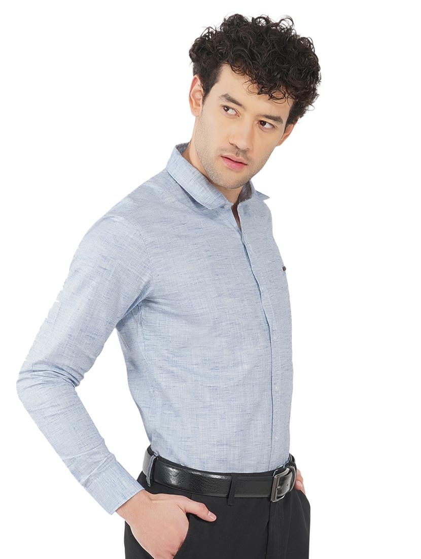 light blue solid casual shirt - 18421332 - Standard Image - 2