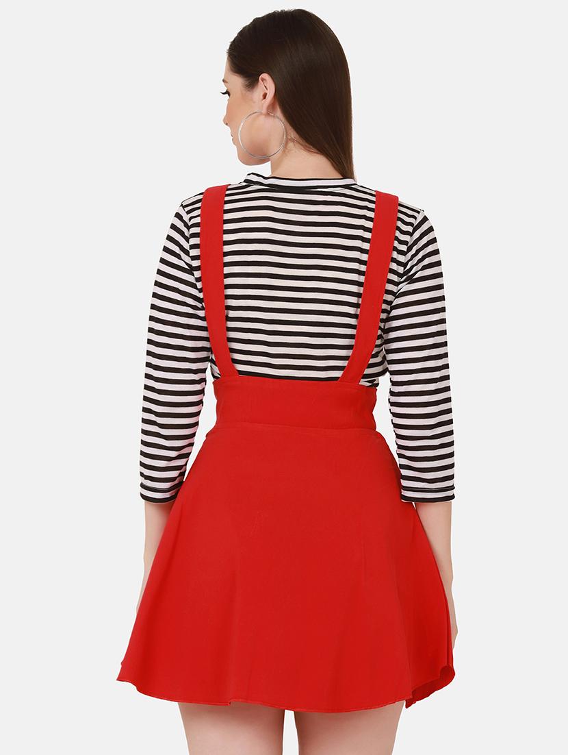 high rise solid flared pinafore skirt - 18421453 - Standard Image - 2