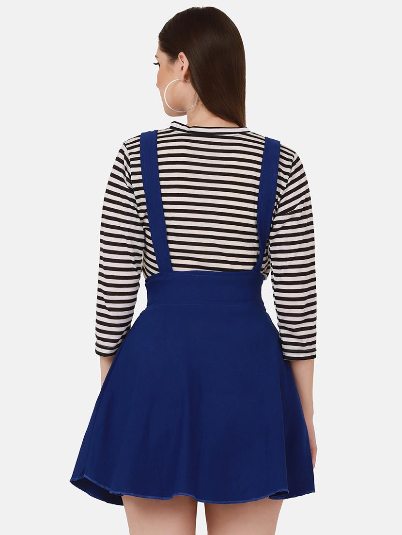 high rise solid flared pinafore dress - 18421457 - Standard Image - 2