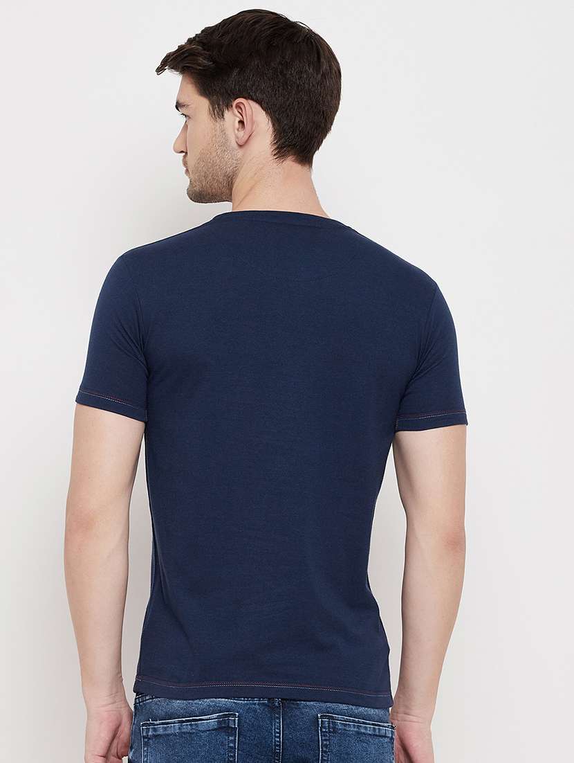 navy blue chest print t-shirt - 18422166 -  Standard Image - 2