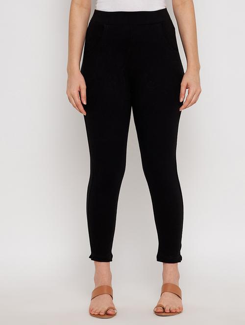 black solid ankle length legging - 18422422 - Standard Image - 0
