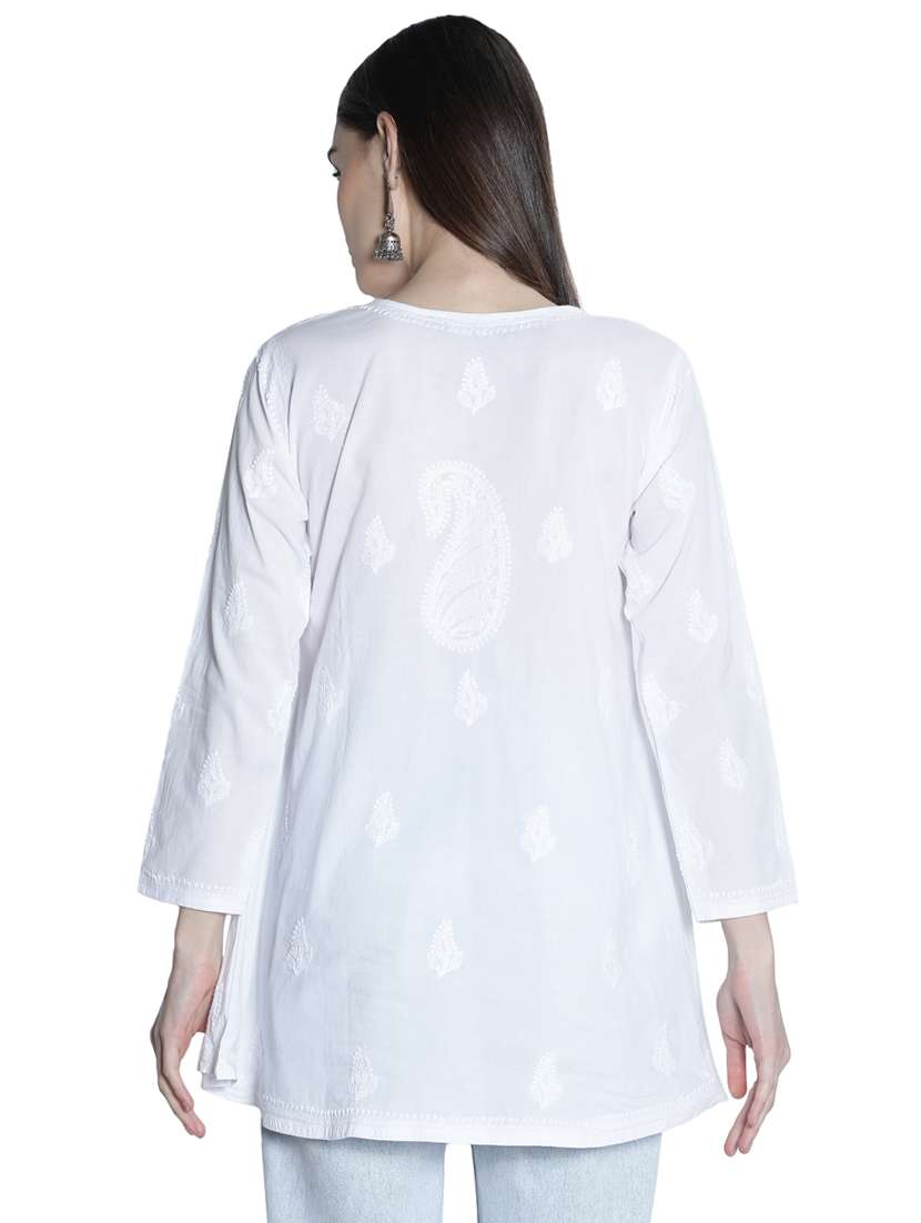 round neck chikankari a-line kurti - 18422544 - Standard Image - 2