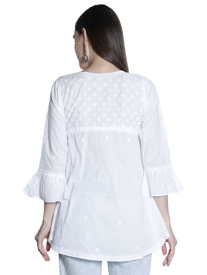 round neck chikankari flared kurti - 18422545 - Standard Image - 2