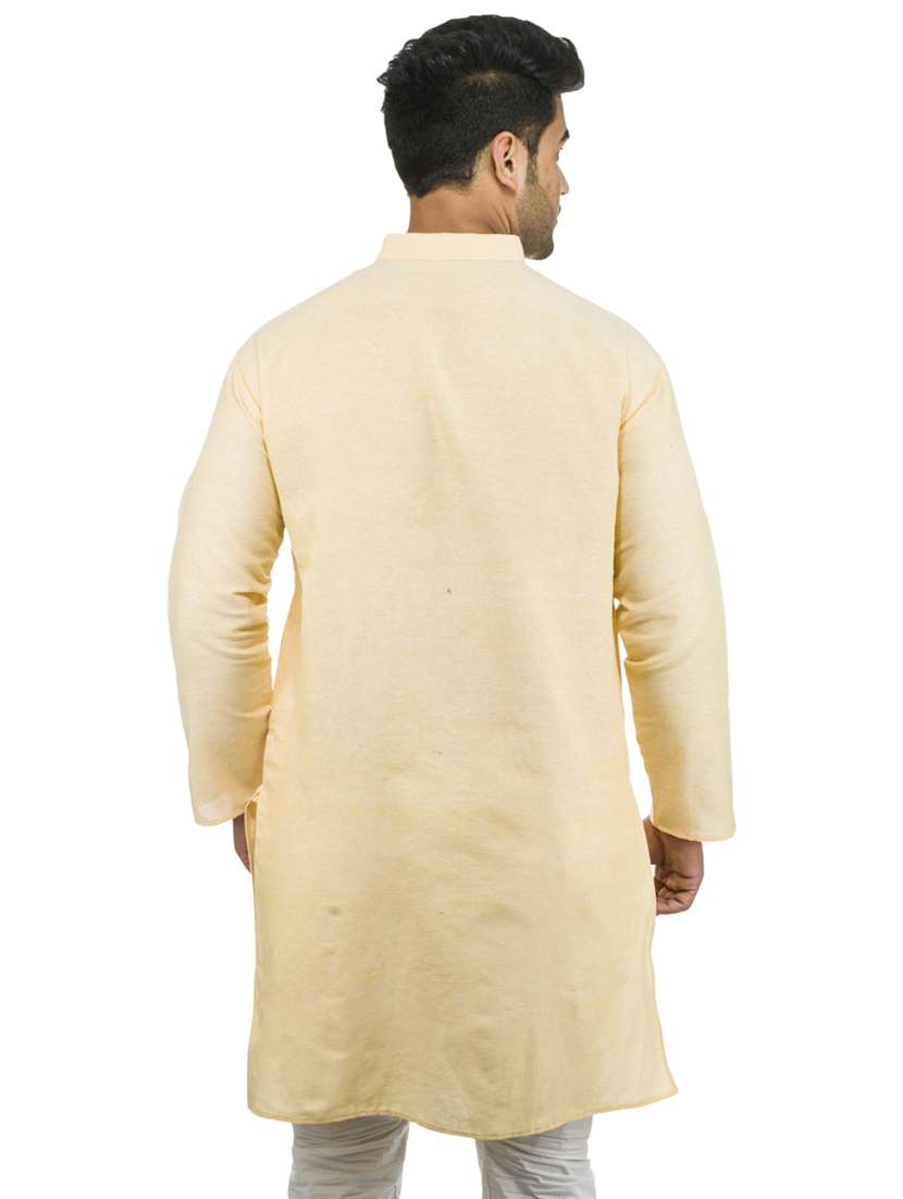 beige solid kurta - 18423451 -  Standard Image - 2