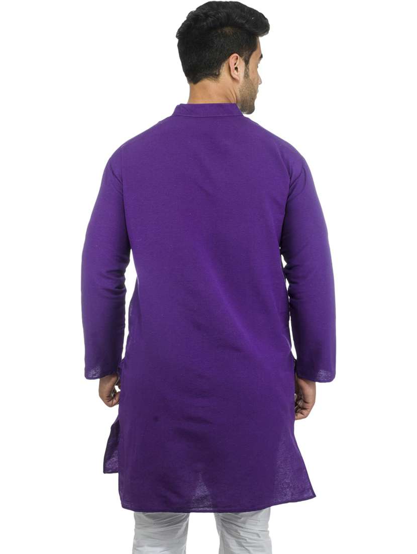 purple solid kurta - 18423456 -  Standard Image - 2