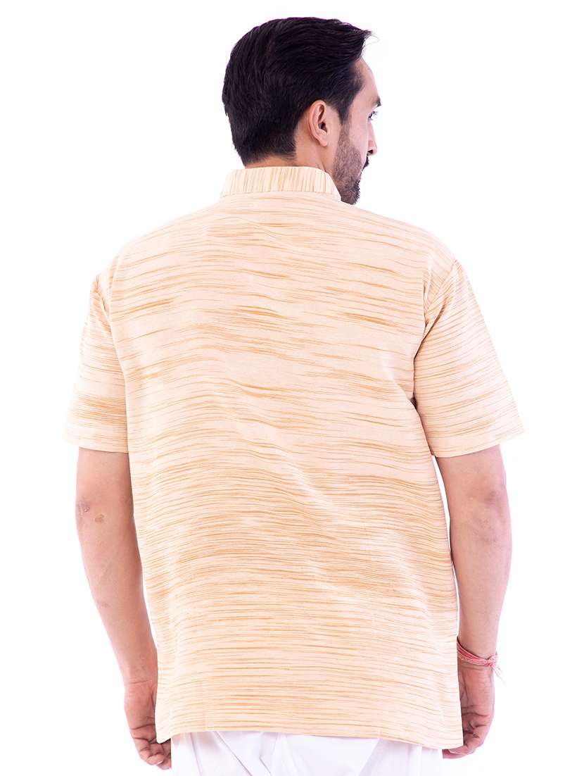 beige melange short kurta - 18423459 -  Standard Image - 2