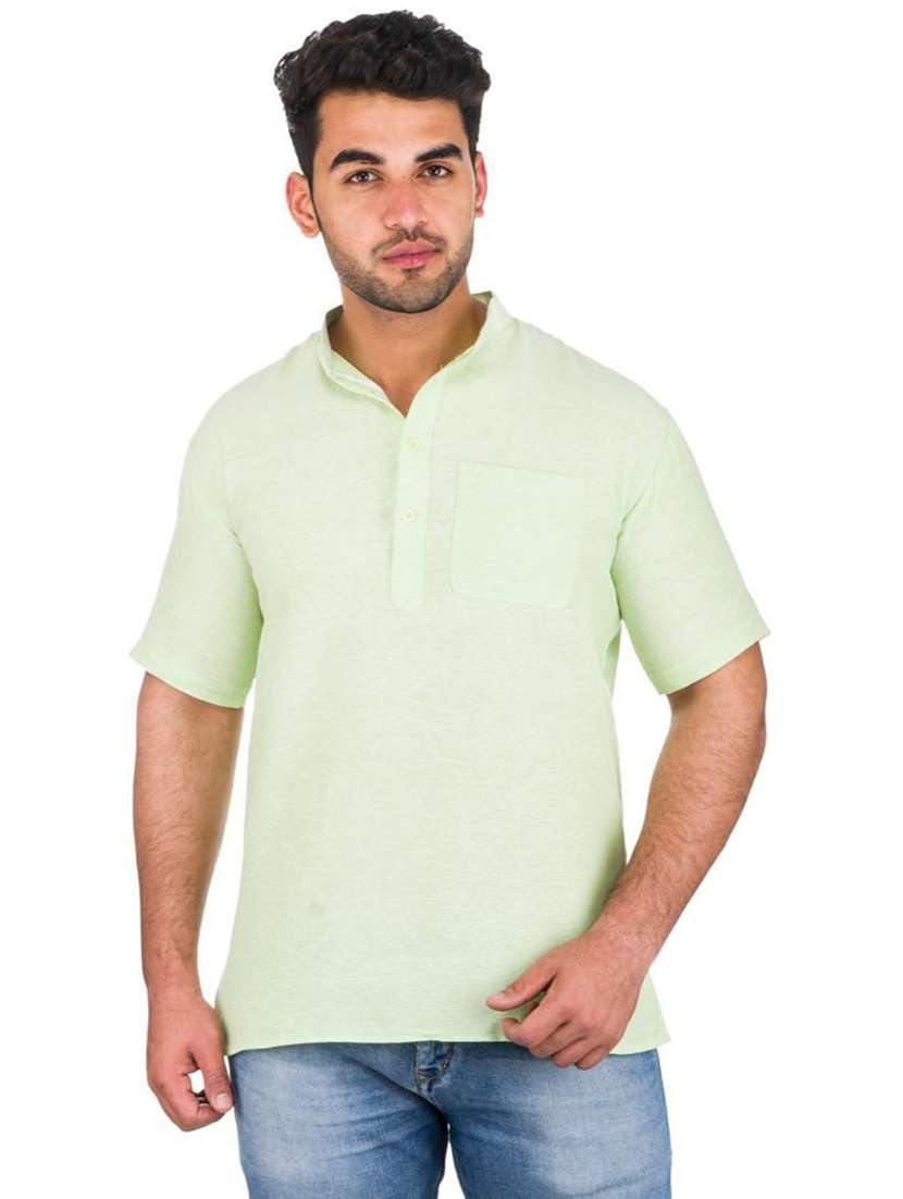 green solid kurta