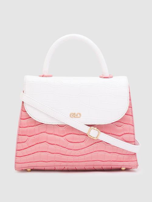 pink textured regular handbag - 18424334 -  Standard Image - 0
