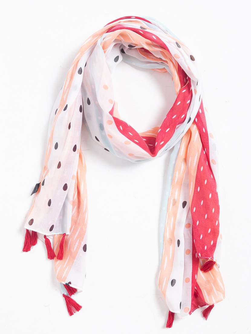 white printed scarf