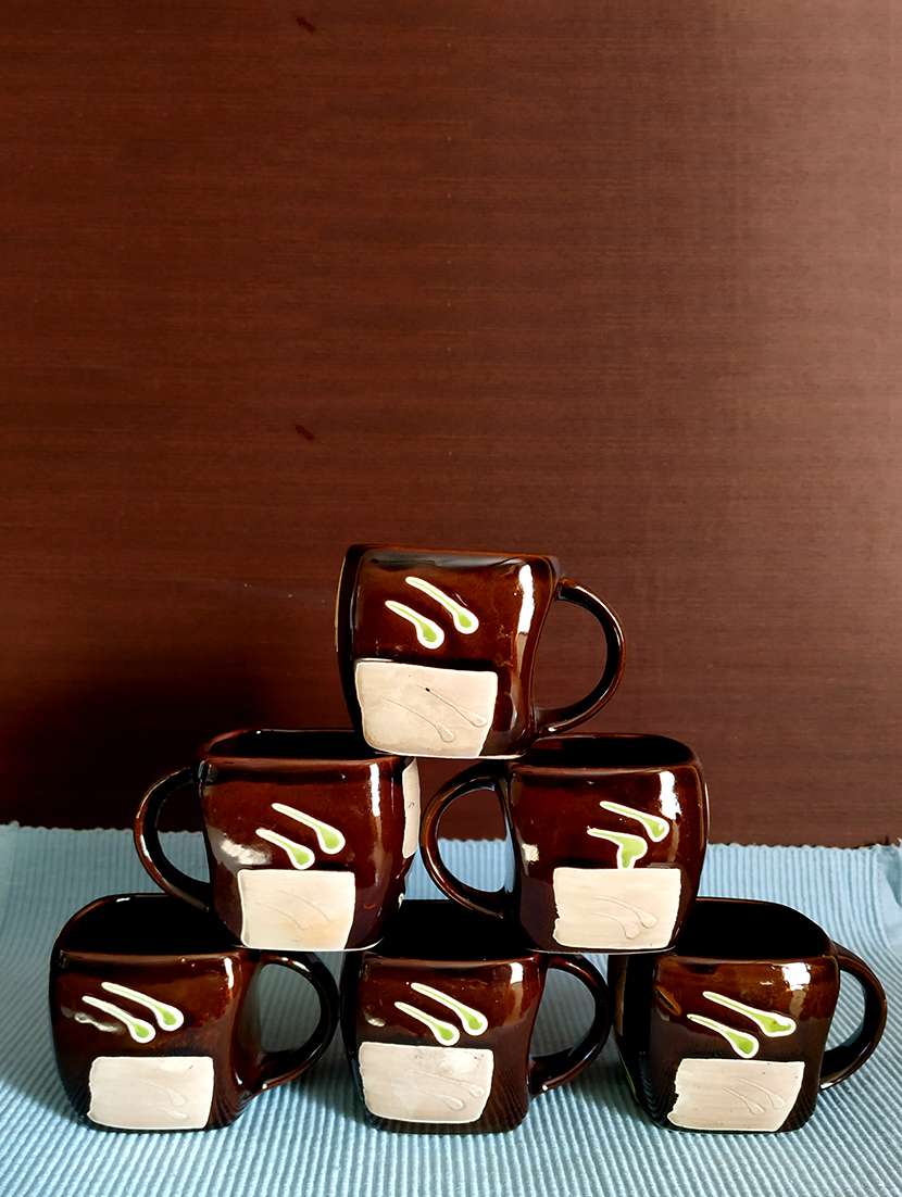 chocolate square series set of 6 cups cups, mugs & saucers | cup set | tea cups | set of 6 cups