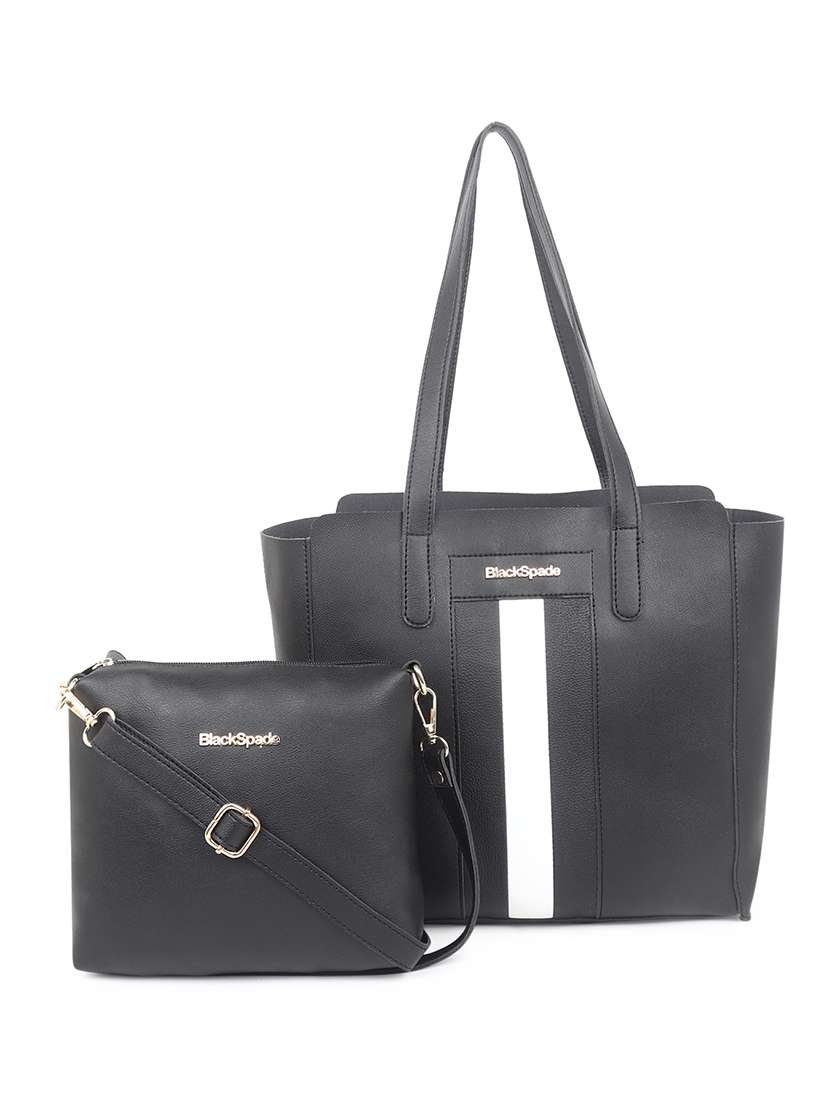 black striped combo tote