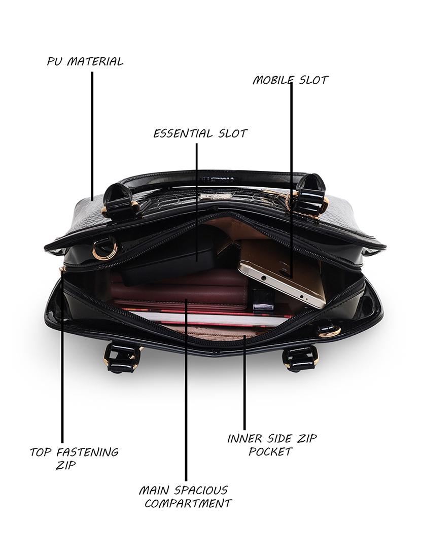 black textured regular handbag - 18424732 - Standard Image - 2
