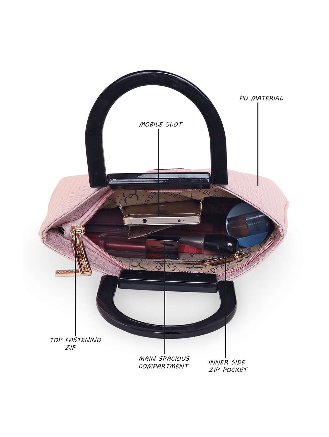 pink textured regular handbag - 18424763 -  Standard Image - 2