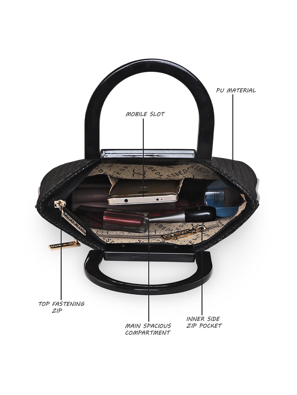 black textured regular handbag - 18424764 - Standard Image - 2
