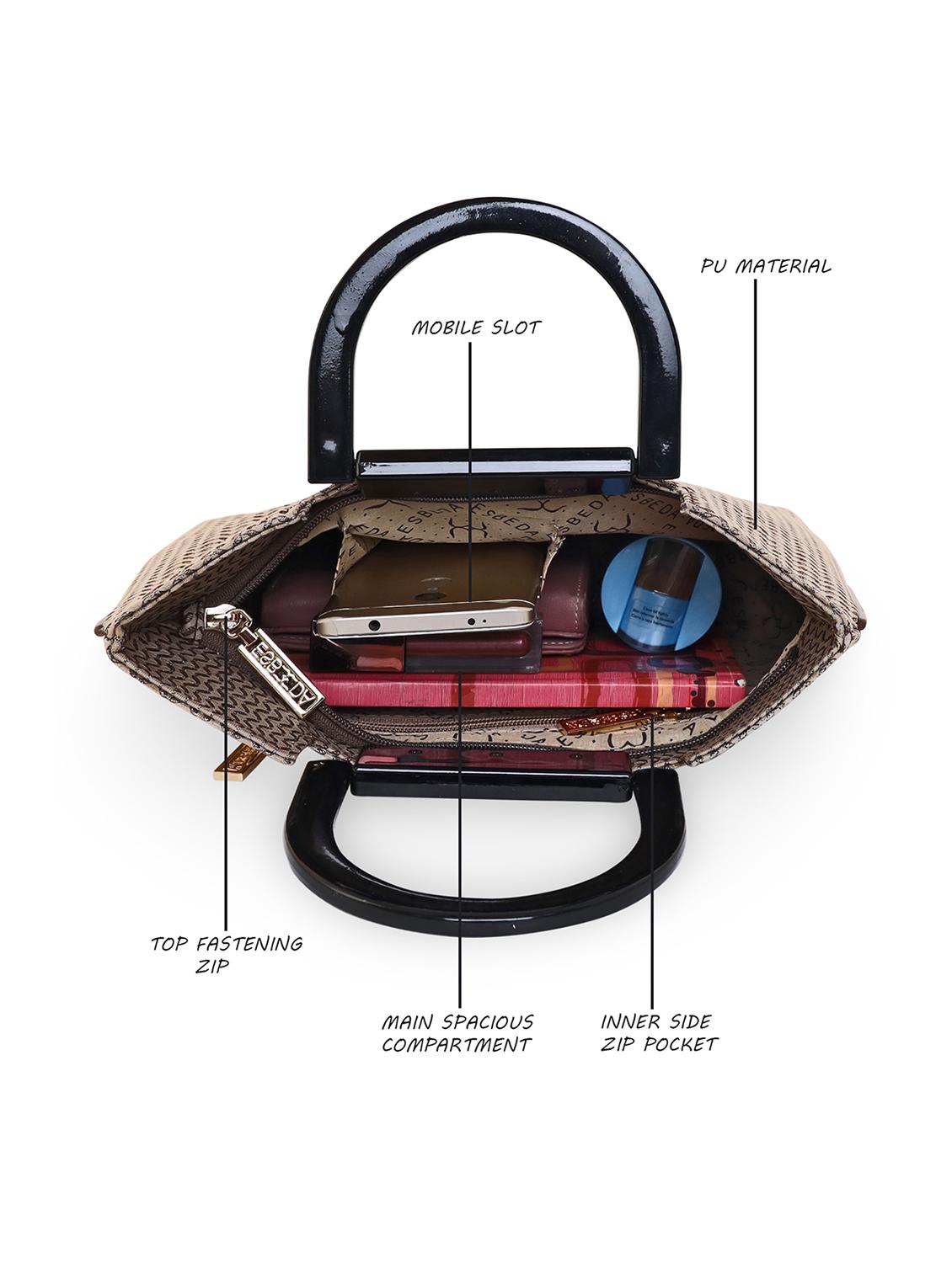 gold textured regular handbag - 18424769 - Standard Image - 2