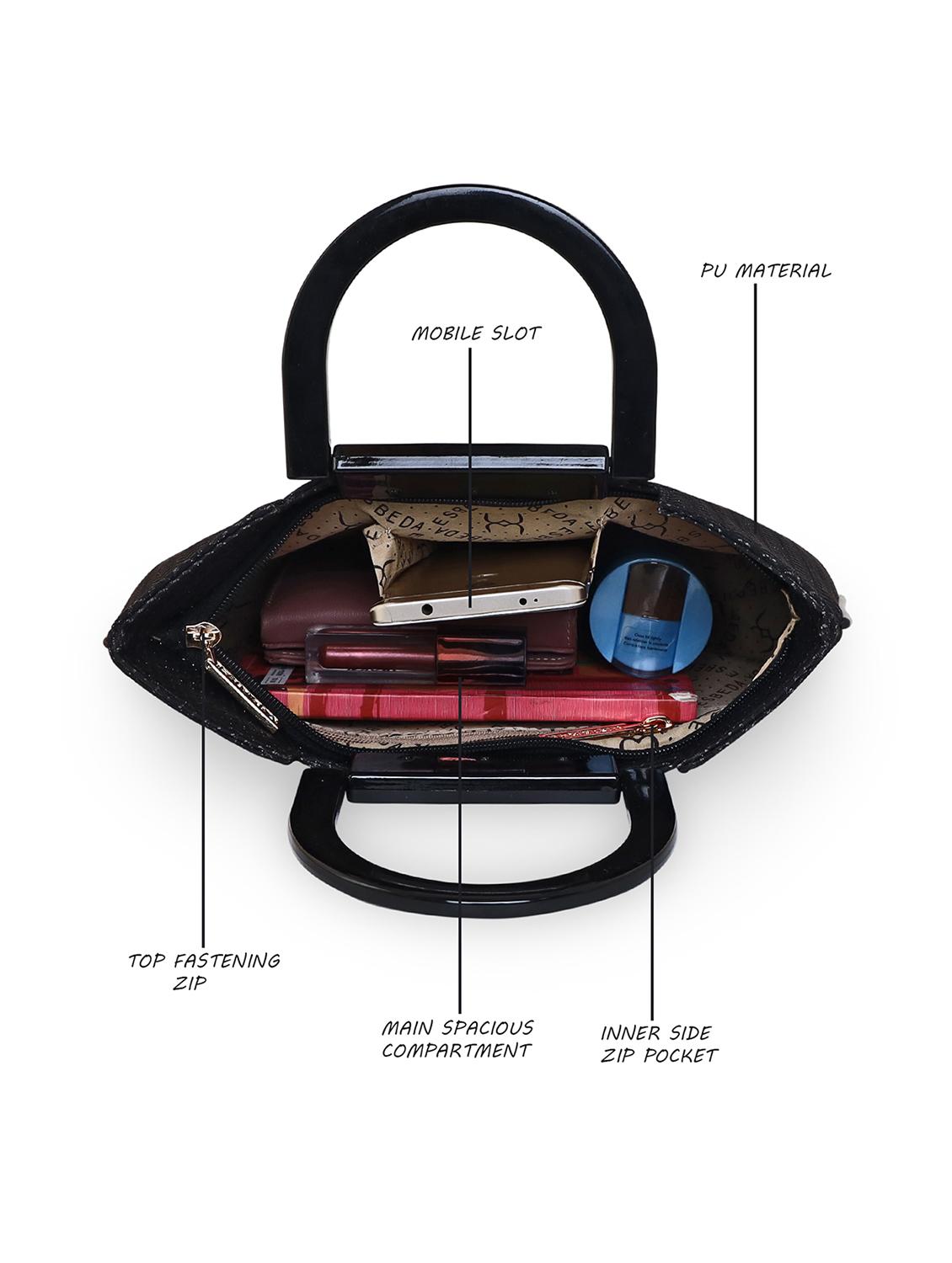 black textured regular handbag - 18424771 - Standard Image - 2