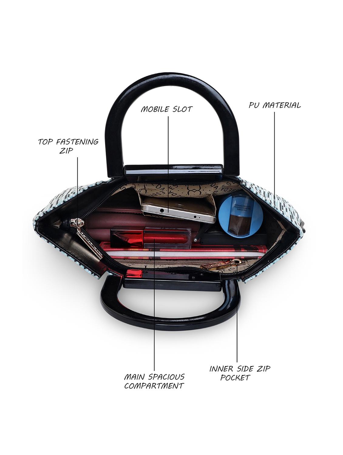 blue printed regular handbag - 18424781 - Standard Image - 2