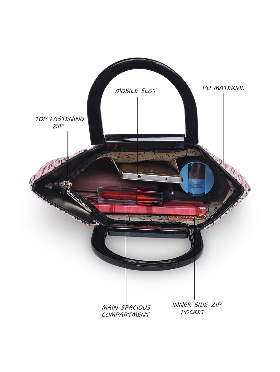pink printed regular handbag - 18424785 - Standard Image - 2