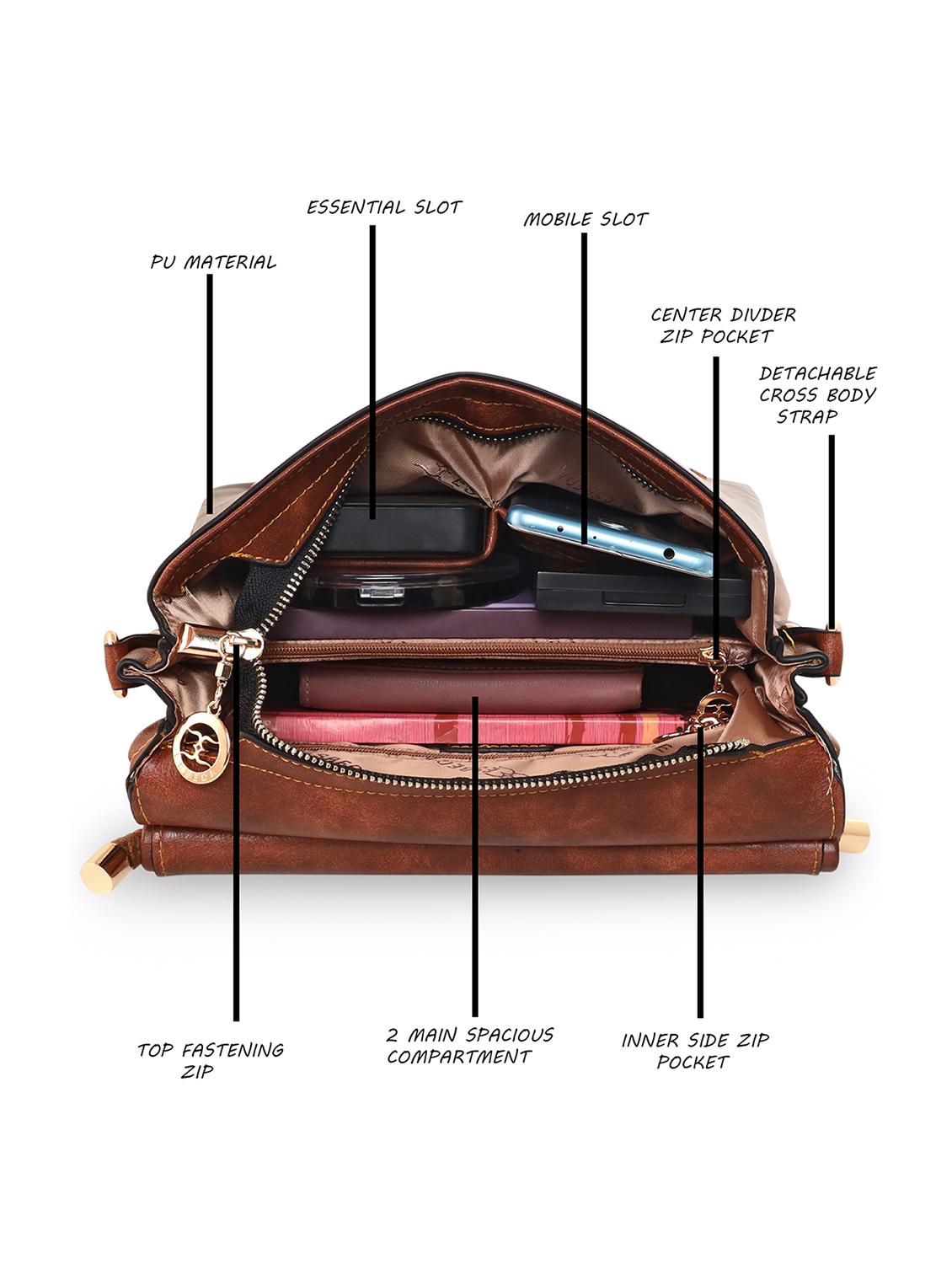 tan textured regular handbag - 18424803 - Standard Image - 2