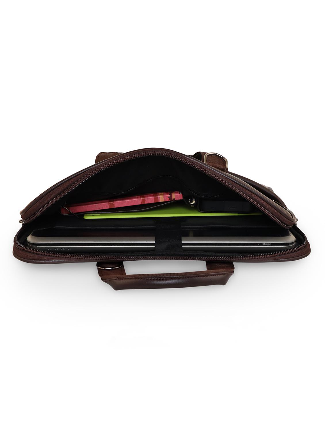 brown solid regular laptop bag - 18424814 - Standard Image - 2
