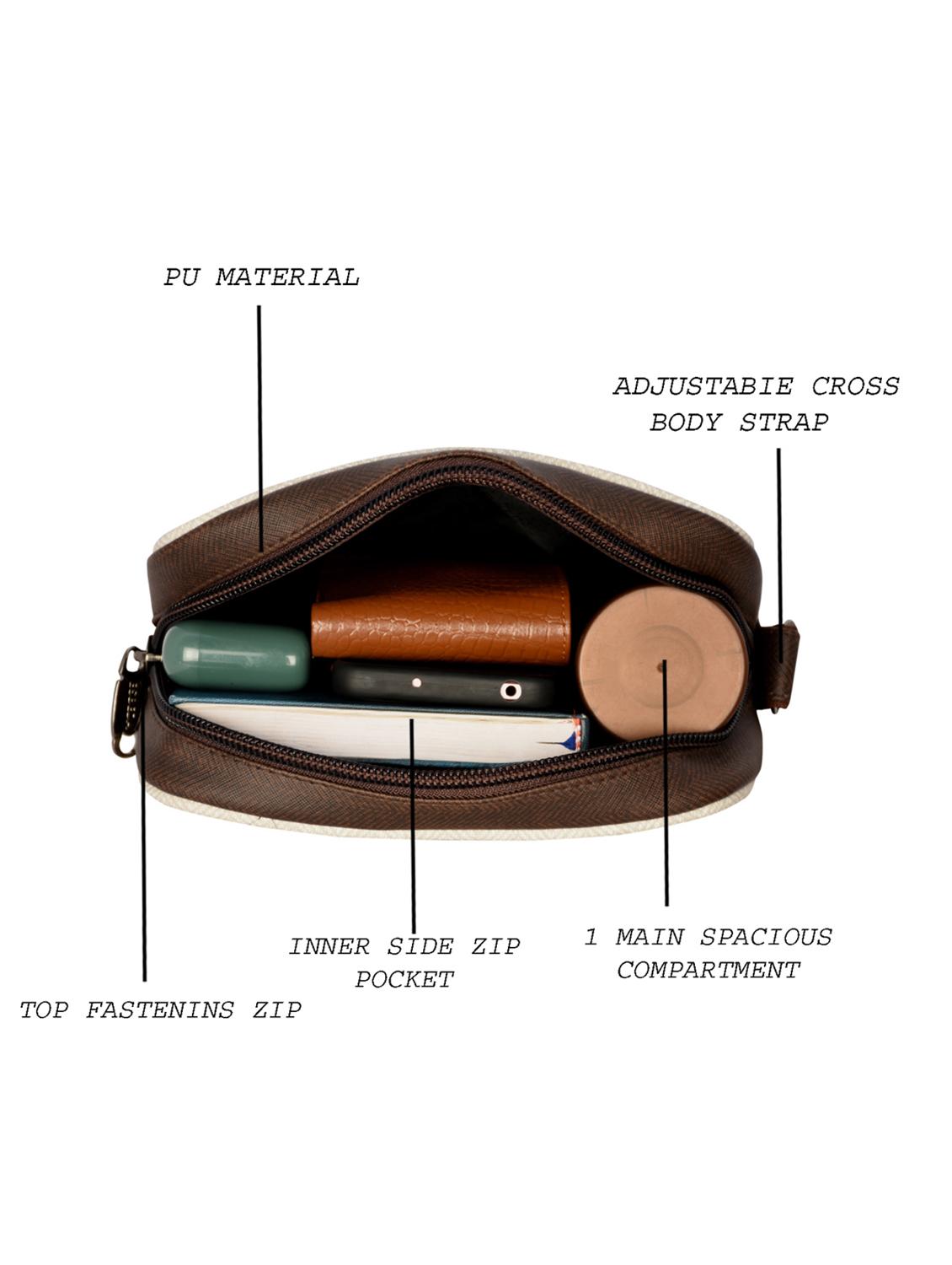 brown textured regular sling bag - 18424819 - Standard Image - 2
