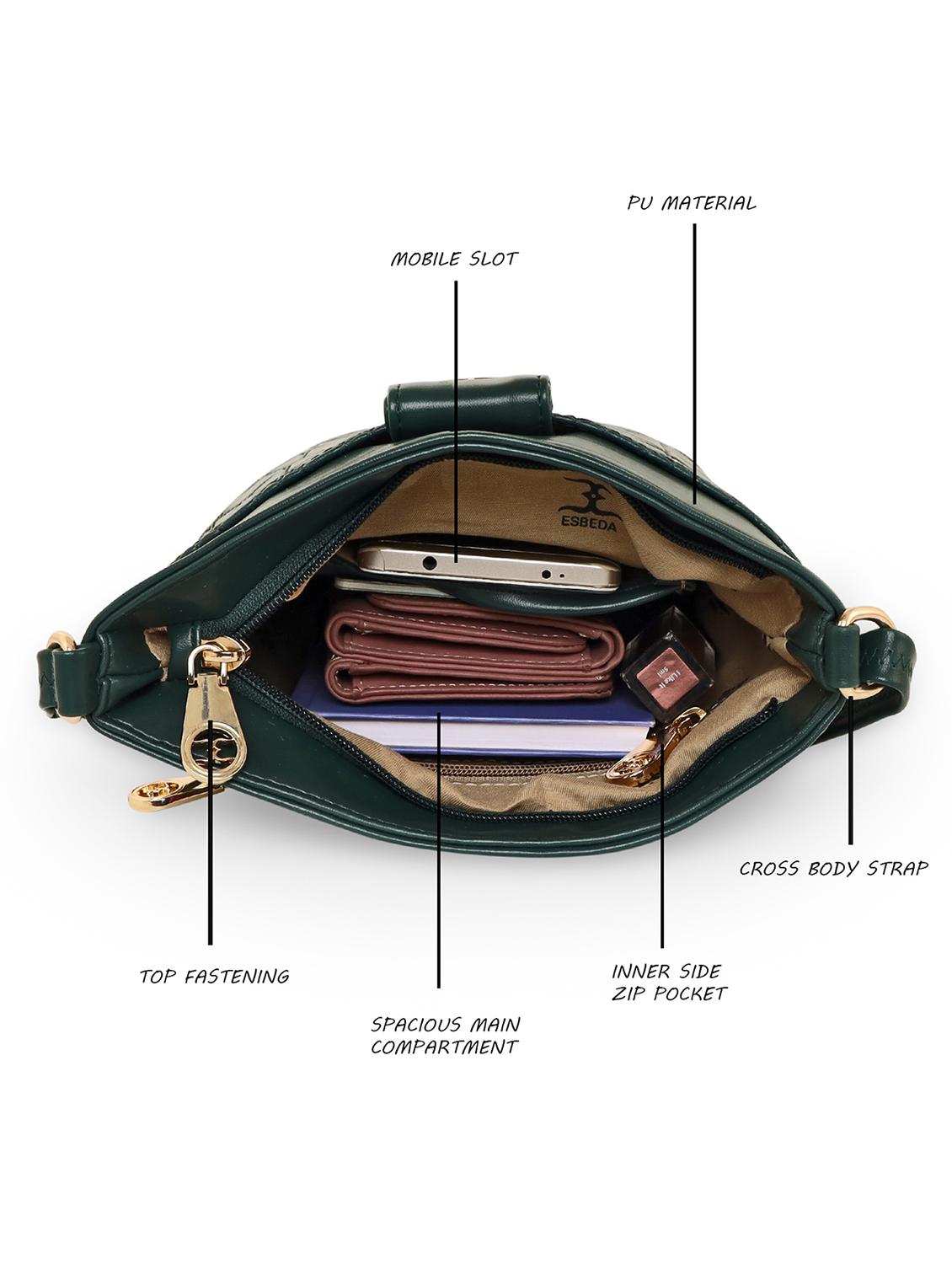 green textured regular sling bag - 18424823 - Standard Image - 2