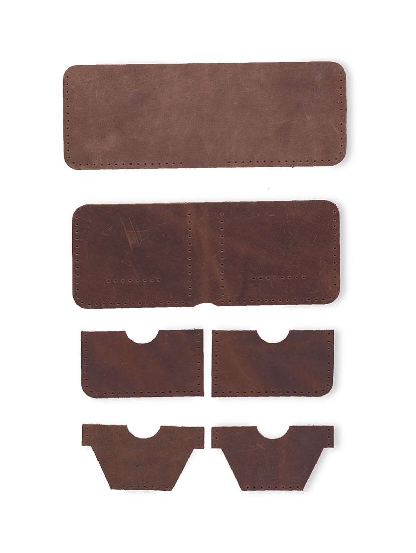 brown hand stitched wallet