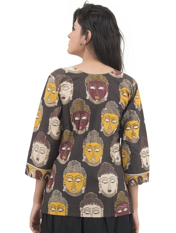 round neck printed top - 18425593 - Standard Image - 2
