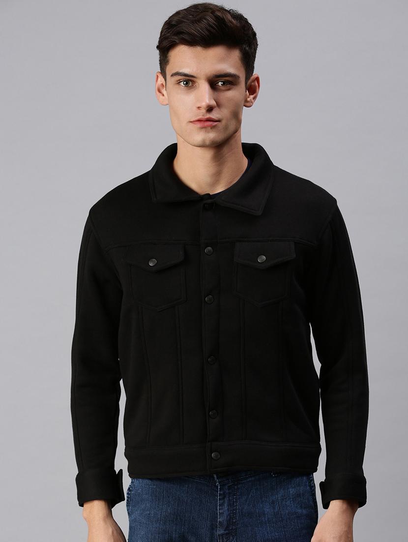 black solid casual jacket - 18425636 -  Zoom Image - 0