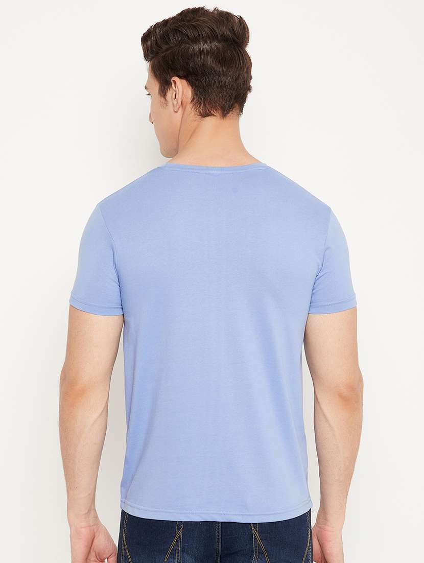light blue chest print t-shirt - 18425879 - Standard Image - 2