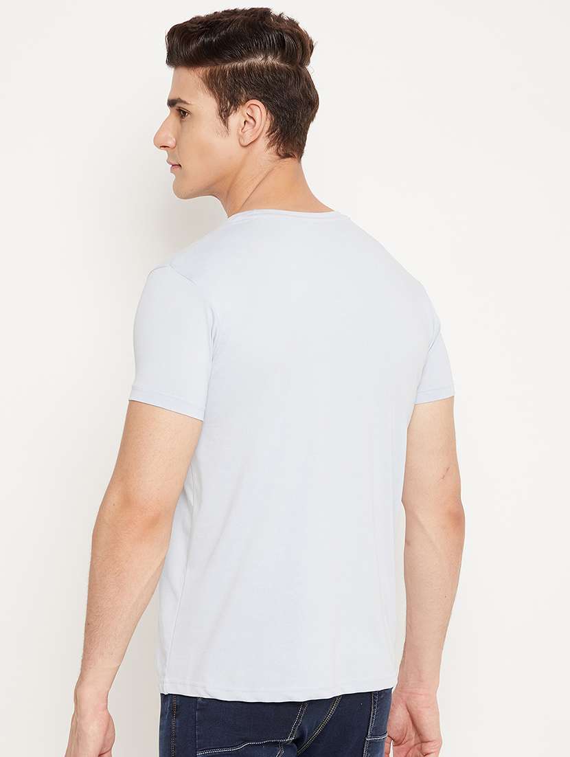 light blue chest print t-shirt - 18425880 - Standard Image - 2