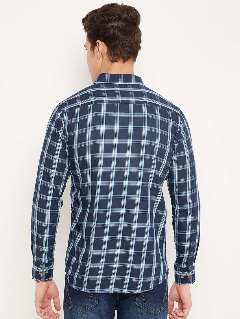 navy blue checkered casual shirt - 18425898 -  Standard Image - 2