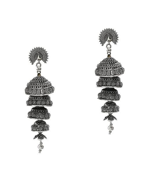 silver metal jhumka earring - 18425971 -  Standard Image - 0