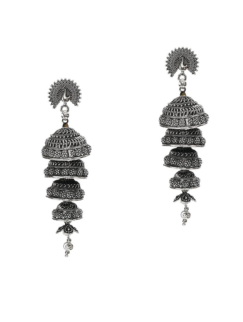 silver metal jhumka earring - 18425971 -  Zoom Image - 0