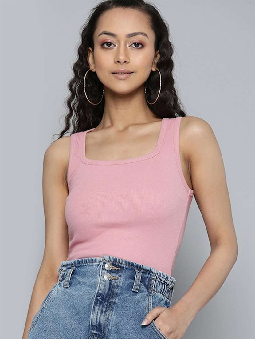 women's crop square neck top