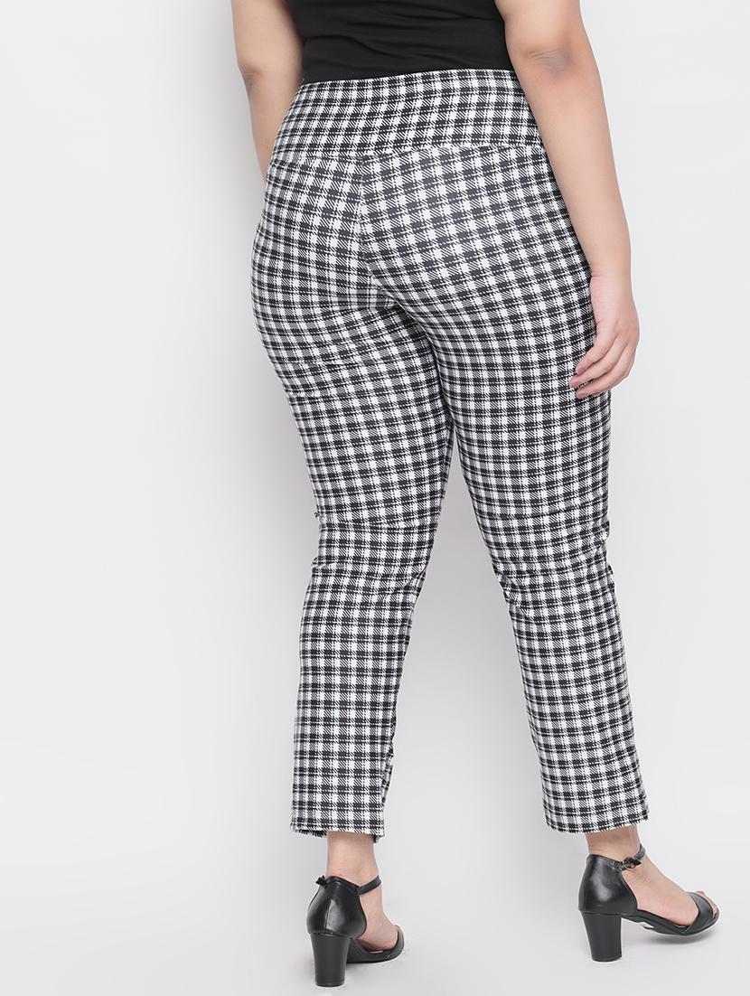 high rise checkered flat front trouser - 18426858 - Standard Image - 2