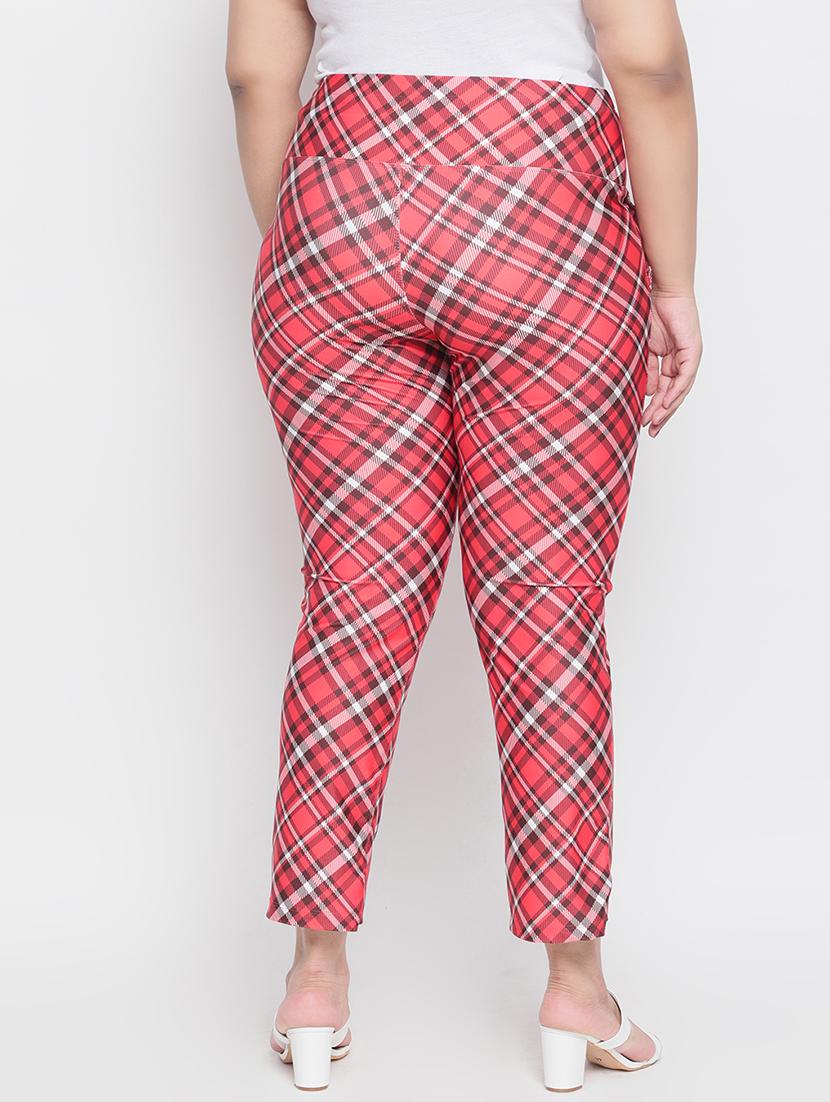 high rise checkered flat front trouser - 18426864 - Standard Image - 2