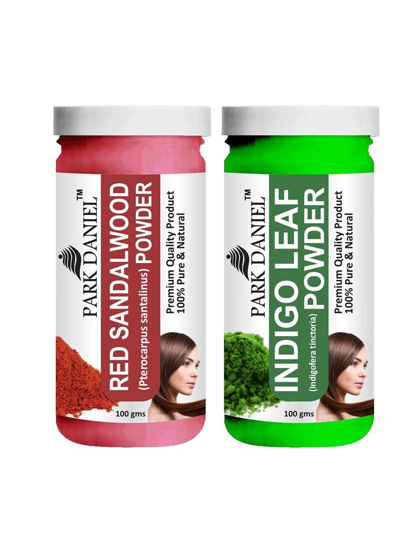 park daniel premium red sandalwood powder & indigo leaf powder combo pack of 2 jars of 100 gms(200 gms)