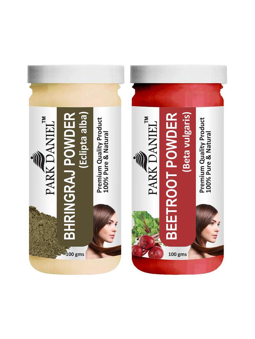 park daniel 100% pure & natural bhringraj powder & beetroot powder combo pack of 2 jars of 100 gms(200 gms)