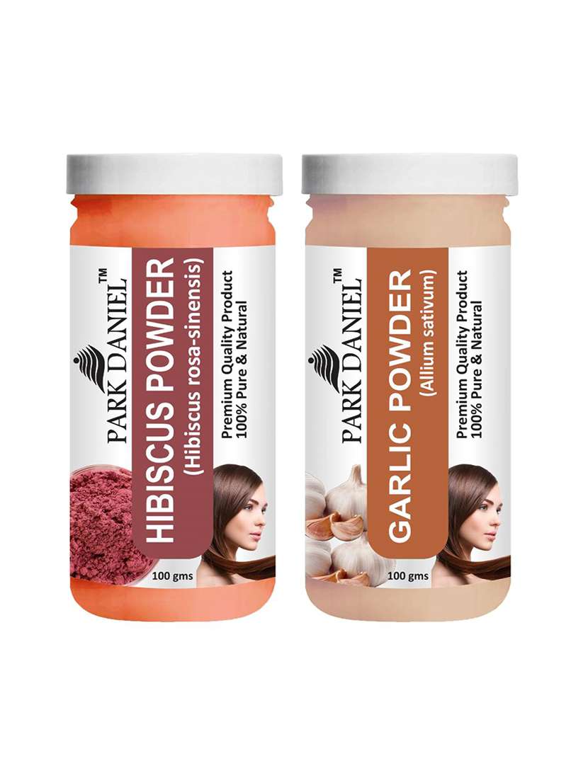 park daniel 100% pure & natural hibiscus powder & garlic powder combo pack of 2 jars of 100 gms(200 gms)