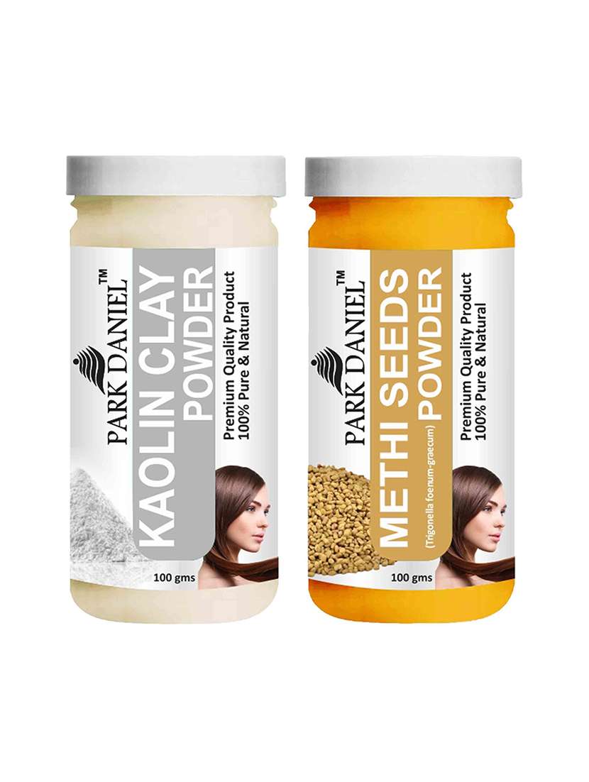 park daniel 100% pure & natural kaolin clay powder & methi powder combo pack of 2 jars of 100 gms(200 gms)