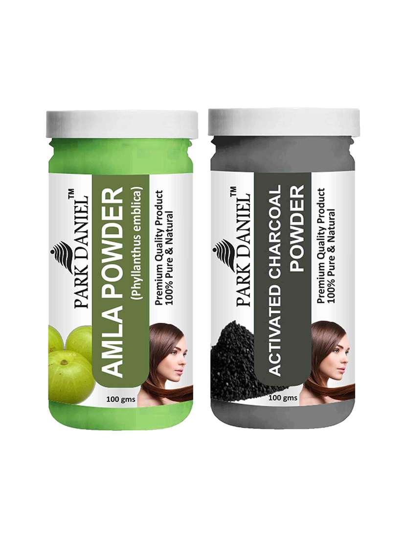 park daniel 100% pure & natural amla powder & activated powder combo pack of 2 jars of 100 gms(200 gms)