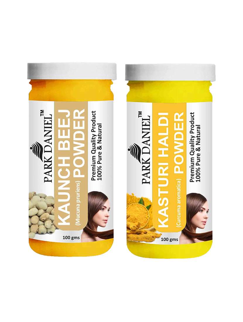 park daniel 100% pure & natural kaunch beej powder & kasturi haldi powder combo pack of 2 jars of 100 gms(200 gms)