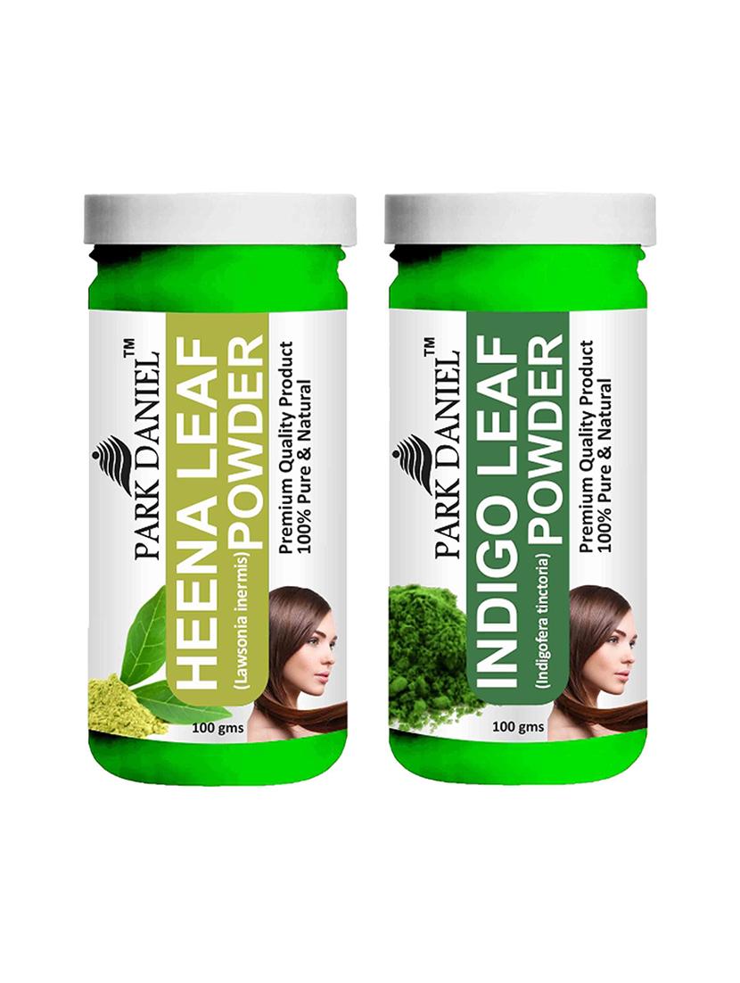 park daniel 100% pure & natural heena leaf powder & indigo powder combo pack of 2 jars of 100 gms(200 gms) - 18427881 - Zoom Image - 0