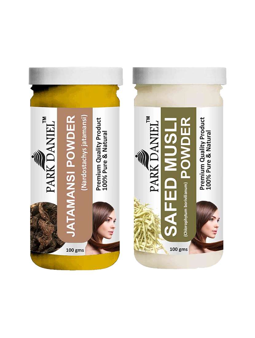 Park Daniel 100% Pure & Natural Jatamansi Powder & Safed Musli Powder Combo Pack Of 2 Jars Of 100 Gms(200 Gms)
