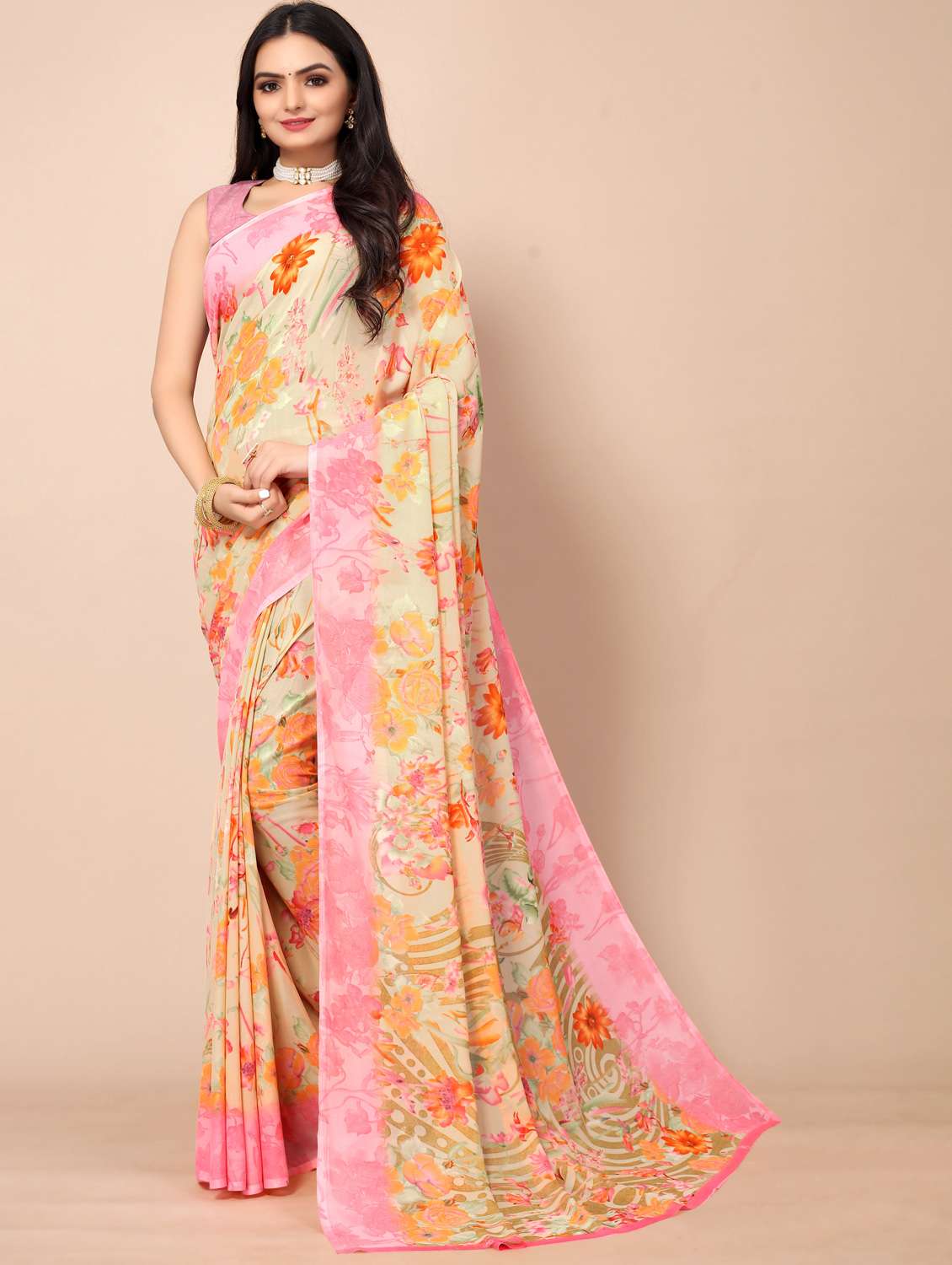 floral printed saree