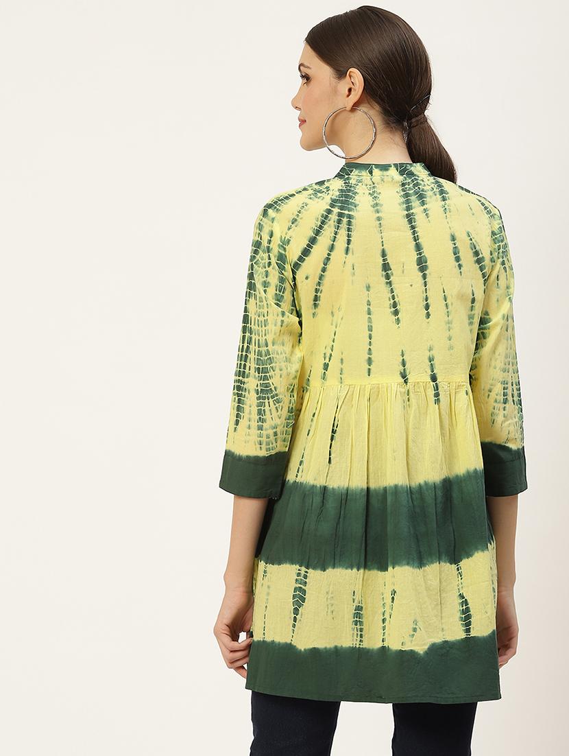 yellow tie & dye three quarter sleeve tunic - 18429149 - Standard Image - 2