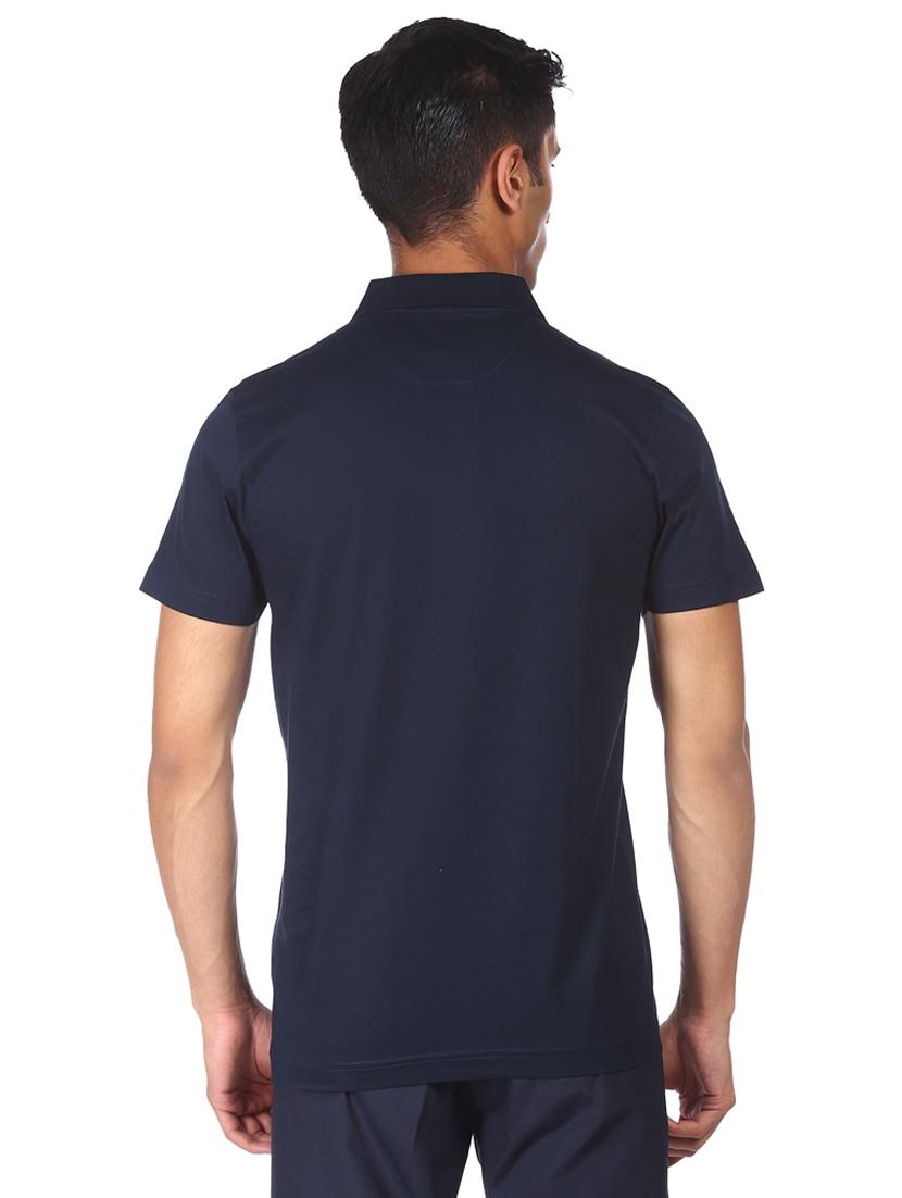 navy blue solid polo t-shirt - 18429209 - Standard Image - 2