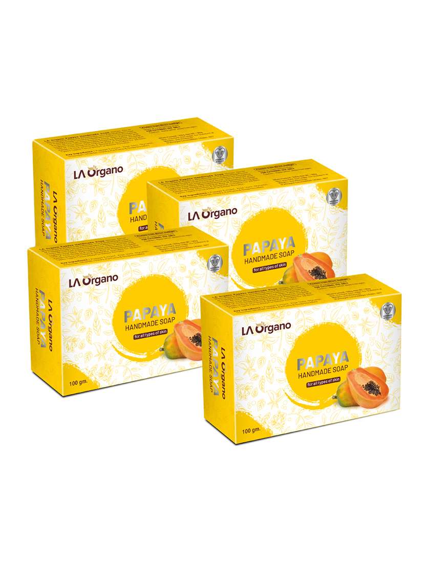 la organo papaya handmade natural bath soap (pack of 4)